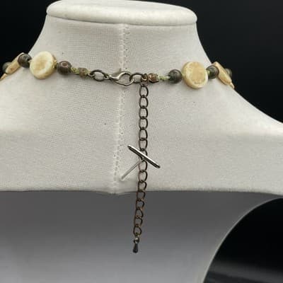 VTG MOP Disc Bead Necklace Brown Pearl Long Strand Coastal Boho Lobster Clasp - Thumbnail 7