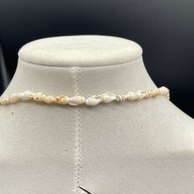 Vintage Long Puka Whelk Shell Necklace Boho Beach Jewelry Natural Cream - Thumbnail 7