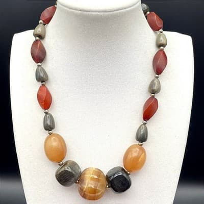 Chunky Mixed Gemstone Bead Statement Necklace Earthy Boho Y2K Vibes