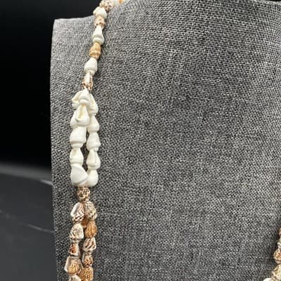 VTG 90s Continuous Shell Necklace Long Simple Beach Coastal Boho Layering Brown - Thumbnail 6
