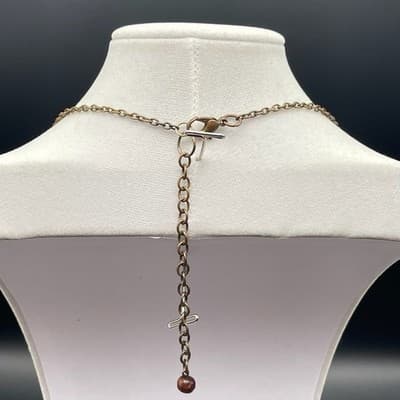 Vintage Brown Wood Round Pendant Necklace Boho Statement Chain - Thumbnail 11