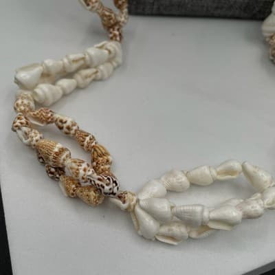 VTG 90s Continuous Shell Necklace Long Simple Beach Coastal Boho Layering Brown - Thumbnail 7