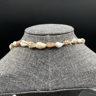 VTG 90s Continuous Shell Necklace Long Simple Beach Coastal Boho Layering Brown - Thumbnail 8