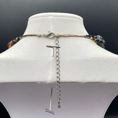 Multi-Strand Autumn Glass Bead Statement Necklace – Adjustable Lobster Clasp - Thumbnail 7