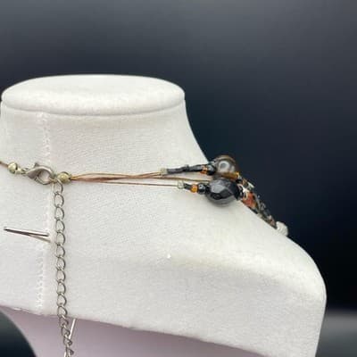 Multi-Strand Autumn Glass Bead Statement Necklace – Adjustable Lobster Clasp - Thumbnail 8