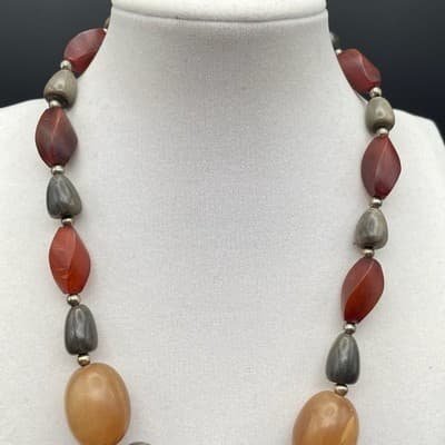 Chunky Mixed Gemstone Bead Statement Necklace Earthy Boho Y2K Vibes - Thumbnail 3