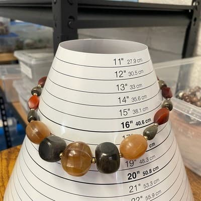 Chunky Mixed Gemstone Bead Statement Necklace Earthy Boho Y2K Vibes - Thumbnail 7