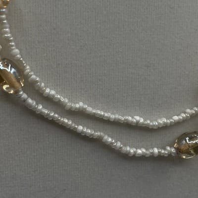 Vintage Long Strand White Seed Pearl Glass Bead Necklace 16" Lariat Style - Thumbnail 5