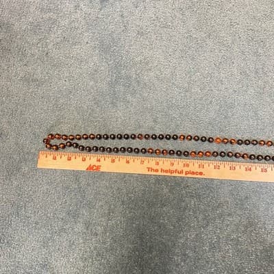 Long Black & Amber Glass Bead Necklace Halloween Fall Boho Layering Opera - Thumbnail 7