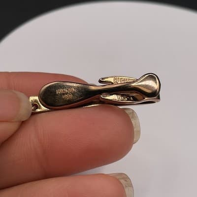 Vintage Gold Tone Dangling Fob Jockey Tie Clip Pin Rhinestone Accent Tie Bar - Thumbnail 5