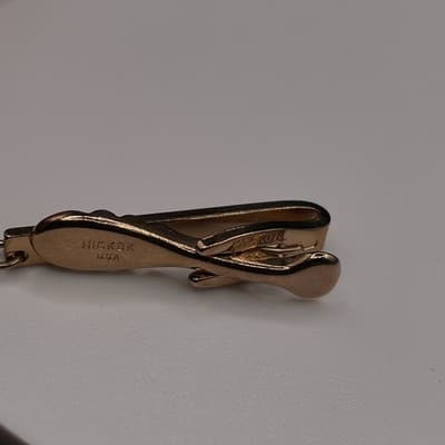 Vintage Gold Tone Dangling Fob Jockey Tie Clip Pin Rhinestone Accent Tie Bar - Thumbnail 6