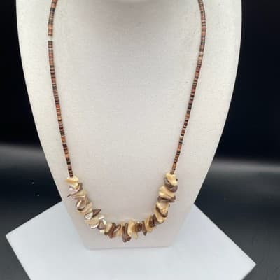 Vintage Natural Pearl Brown Shell Chip Necklace Beach Boohoo Coastal Jewellery - Thumbnail 2