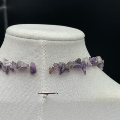 Vintage Long Amethyst Chip Necklace Double Strand Natural Purple Gemstone Boho - Thumbnail 5
