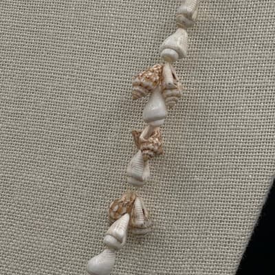 Vintage Cowrie Shell Heishi Strand Necklace Long Boho Beach Coastal Beige - Thumbnail 7