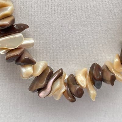 Vintage Natural Pearl Brown Shell Chip Necklace Beach Boohoo Coastal Jewellery - Thumbnail 4