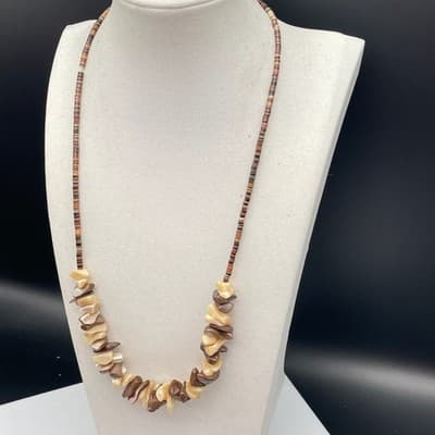 Vintage Natural Pearl Brown Shell Chip Necklace Beach Boohoo Coastal Jewellery - Thumbnail 6