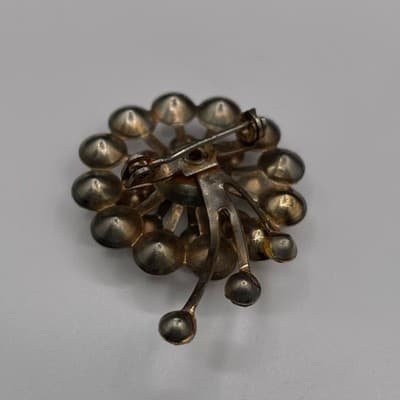 Vintage Starburst Dandelion Gold Tone Clear Rhinestone Costume Brooch Pin - Thumbnail 7
