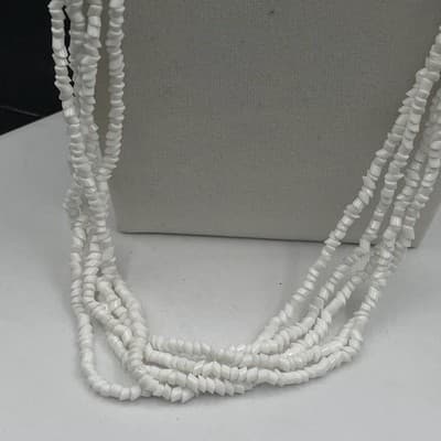 Vintage 90s Gold Tone White Puka Chip Plastic Necklace Women's Classic Jewelry - Thumbnail 4