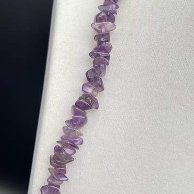 Vintage 90s Amethyst Quartz Chip Necklace Clear Glass Purple Women's Jewelry - Thumbnail 5