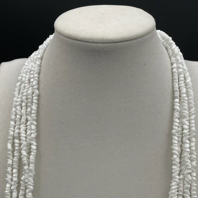 Vintage 90s Gold Tone White Puka Chip Plastic Necklace Women's Classic Jewelry - Thumbnail 7