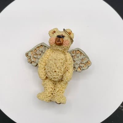 Vintage Boyd's Bear Angel Pin Daisy Bloom Resin Brooch Collectible Bear wear