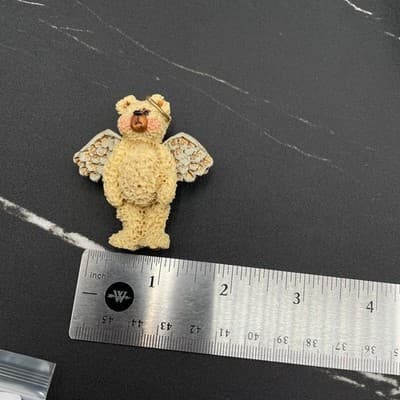Vintage Boyd's Bear Angel Pin Daisy Bloom Resin Brooch Collectible Bear wear - Thumbnail 8