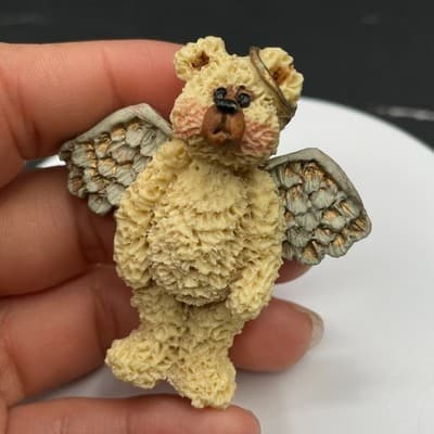 Vintage Boyd's Bear Angel Pin Daisy Bloom Resin Brooch Collectible Bear wear - Thumbnail 4