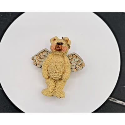 Vintage Boyd's Bear Angel Pin Daisy Bloom Resin Brooch Collectible Bear wear - Thumbnail 2