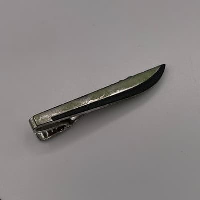 Vintage Anson Silver Tone Tie Clip Bar Ridged Texture Formal Men's Accessory - Thumbnail 6