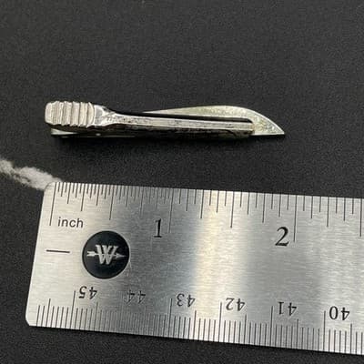 Vintage Anson Silver Tone Tie Clip Bar Ridged Texture Formal Men's Accessory - Thumbnail 8