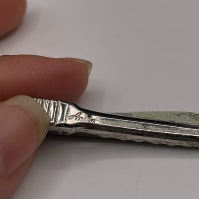 Vintage Anson Silver Tone Tie Clip Bar Ridged Texture Formal Men's Accessory - Thumbnail 3