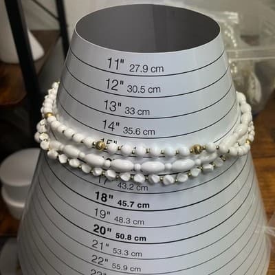 Vintage White Multi Strand Plastic Bead Necklace Gold Tone Accents Choker 16" - Thumbnail 10