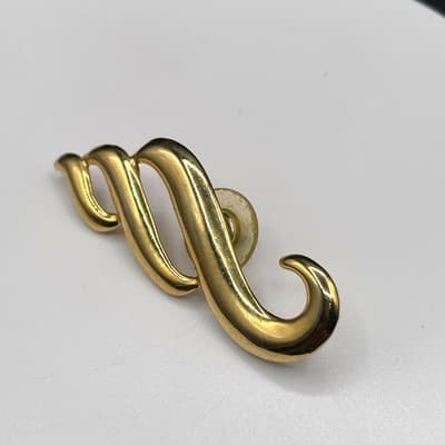 Vintage Gold Tone Abstract Swirl Ribbon Wave Brooch Pin Jewellery 2 Inch - Thumbnail 2