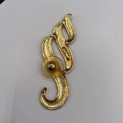 Vintage Gold Tone Abstract Swirl Ribbon Wave Brooch Pin Jewellery 2 Inch - Thumbnail 3