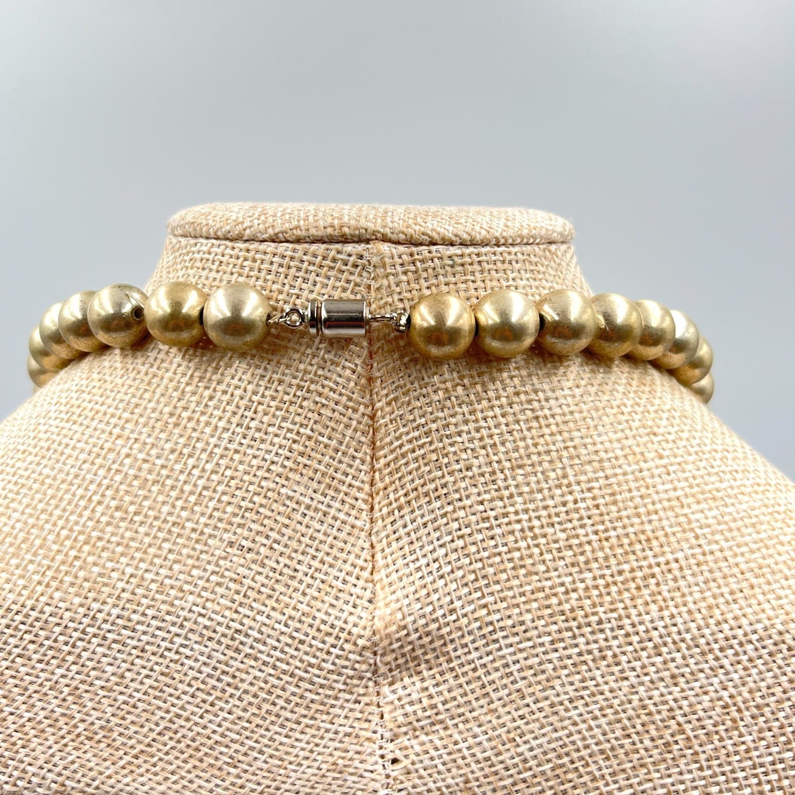Vintage Southwestern Gold Tone Bead & Red Disc Heishi Statement Necklace Classic - Thumbnail 12