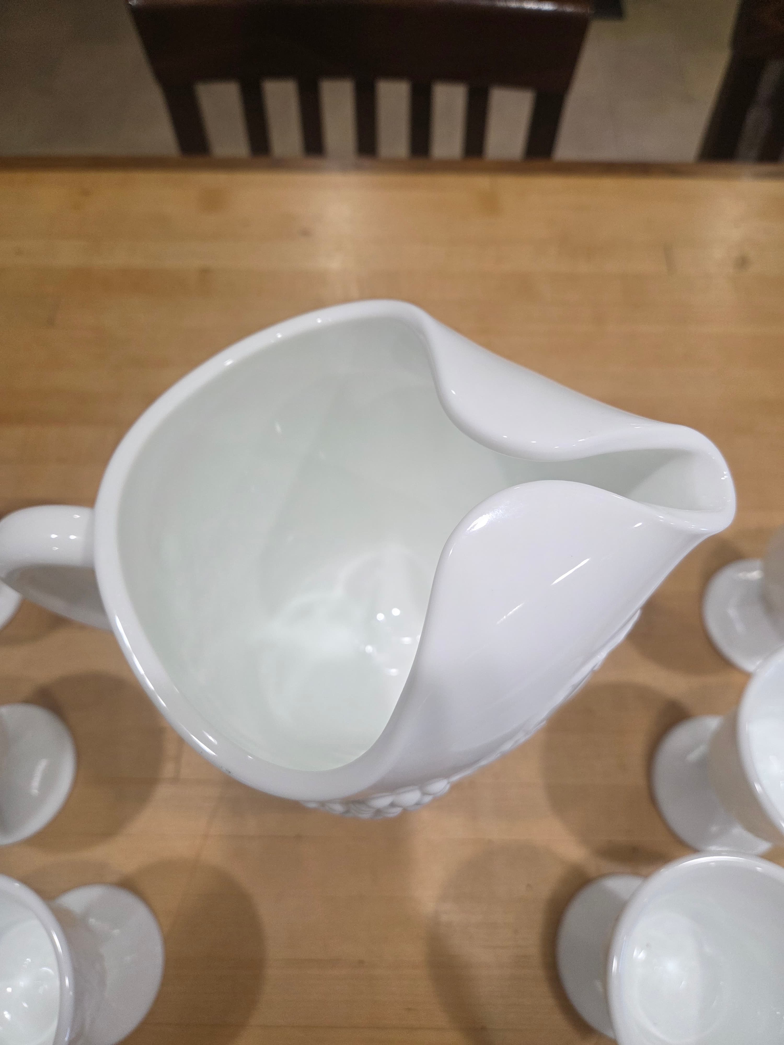 Vintage Indiana Glass Colony Harvest Grape Milk Glass Pitcher and 8 Goblets Set - Thumbnail 7
