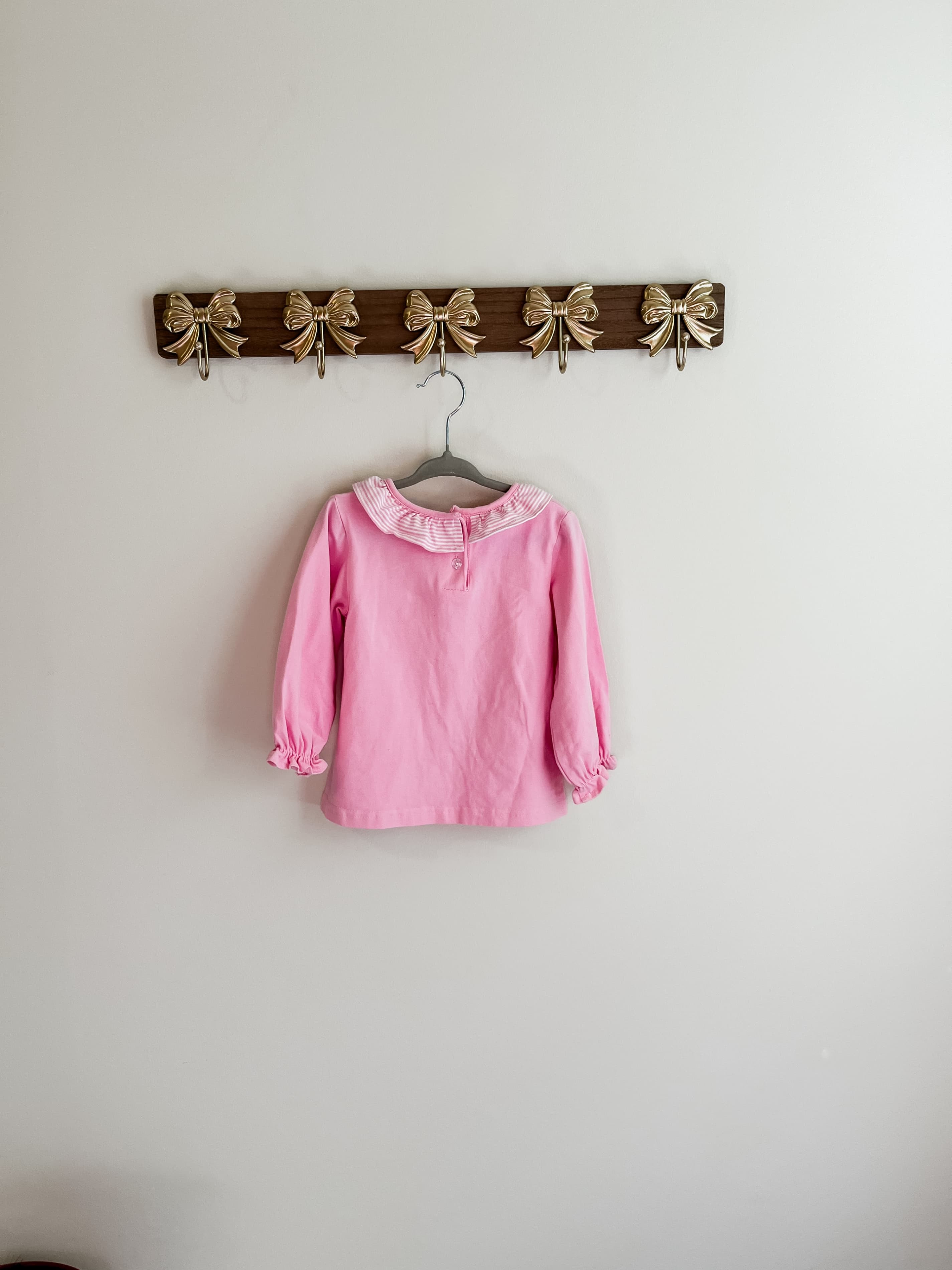 Stitchy Fish 24 months Pink Long Sleeve Girls' Top with Ruffle Collary - Thumbnail 2