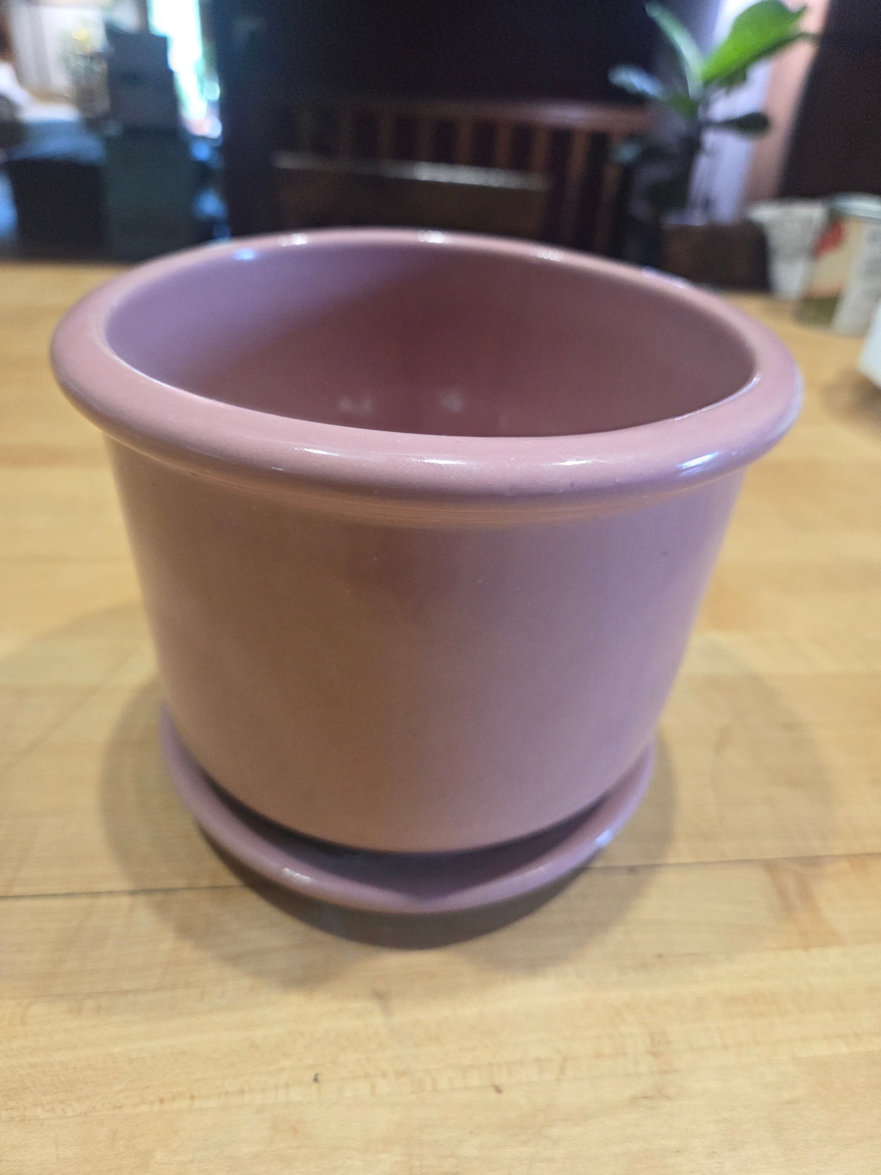Pink Ceramic Planter with Drainage Hole