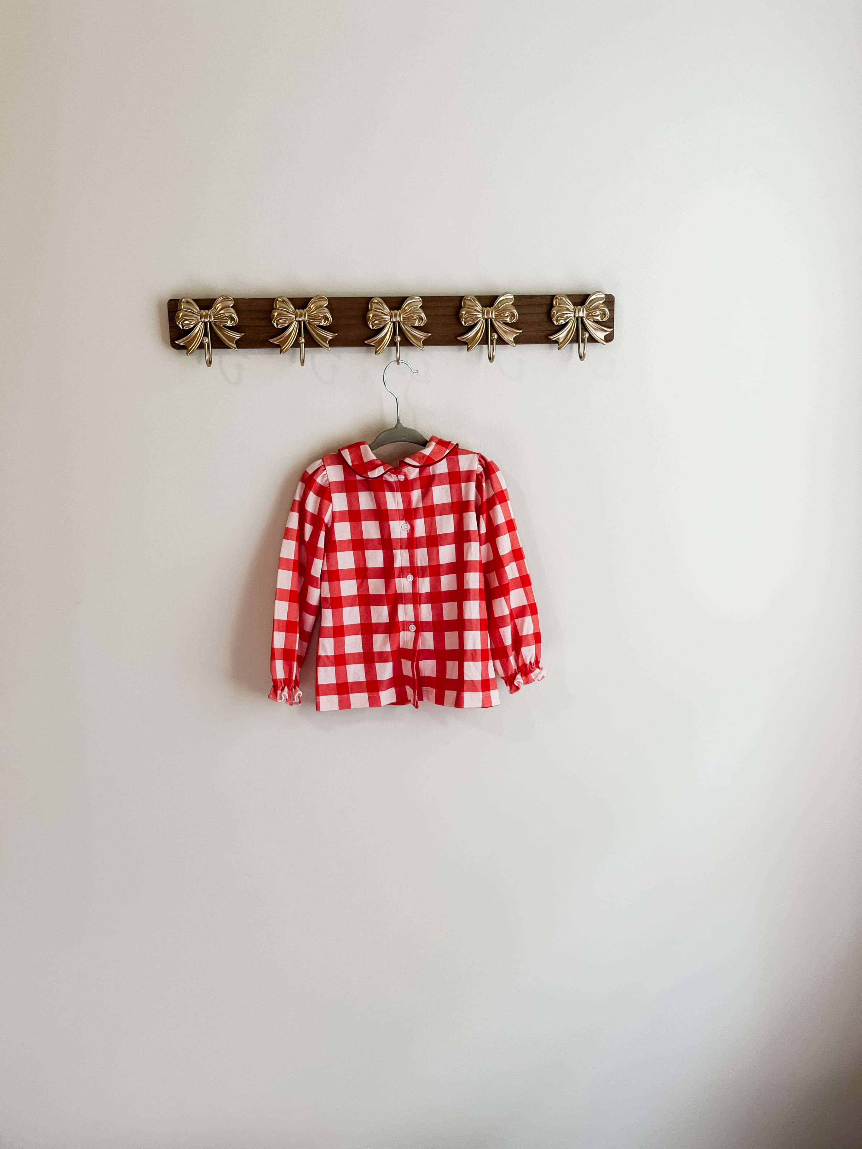 Charming Mary girls size 2T Red Gingham Long Sleeve Toddler Blouse - Thumbnail 2