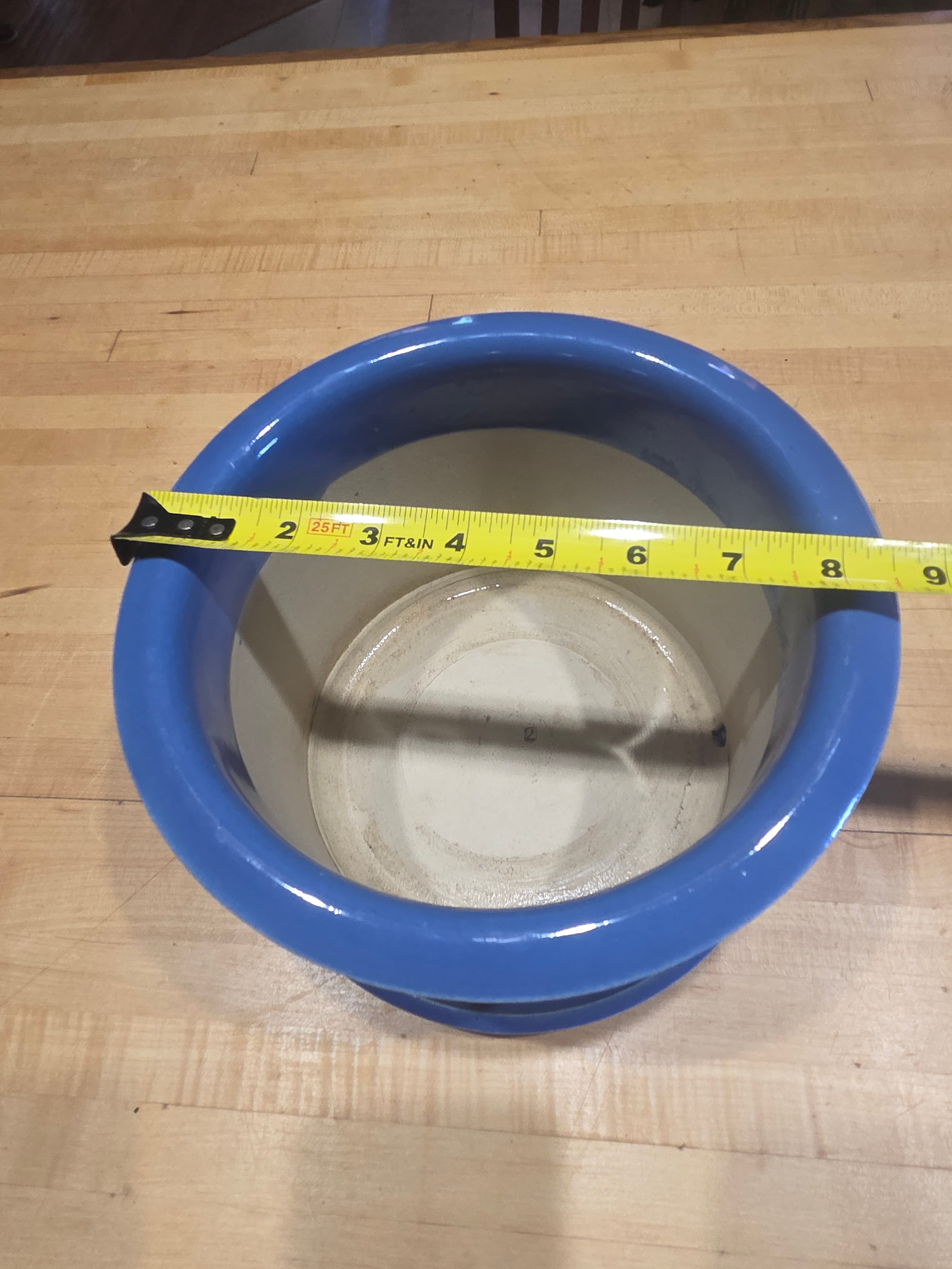 Vintage Robinson Ransbottom Blue Ceramic Flower Pot Planter Attached Saucer 7 - Thumbnail 4