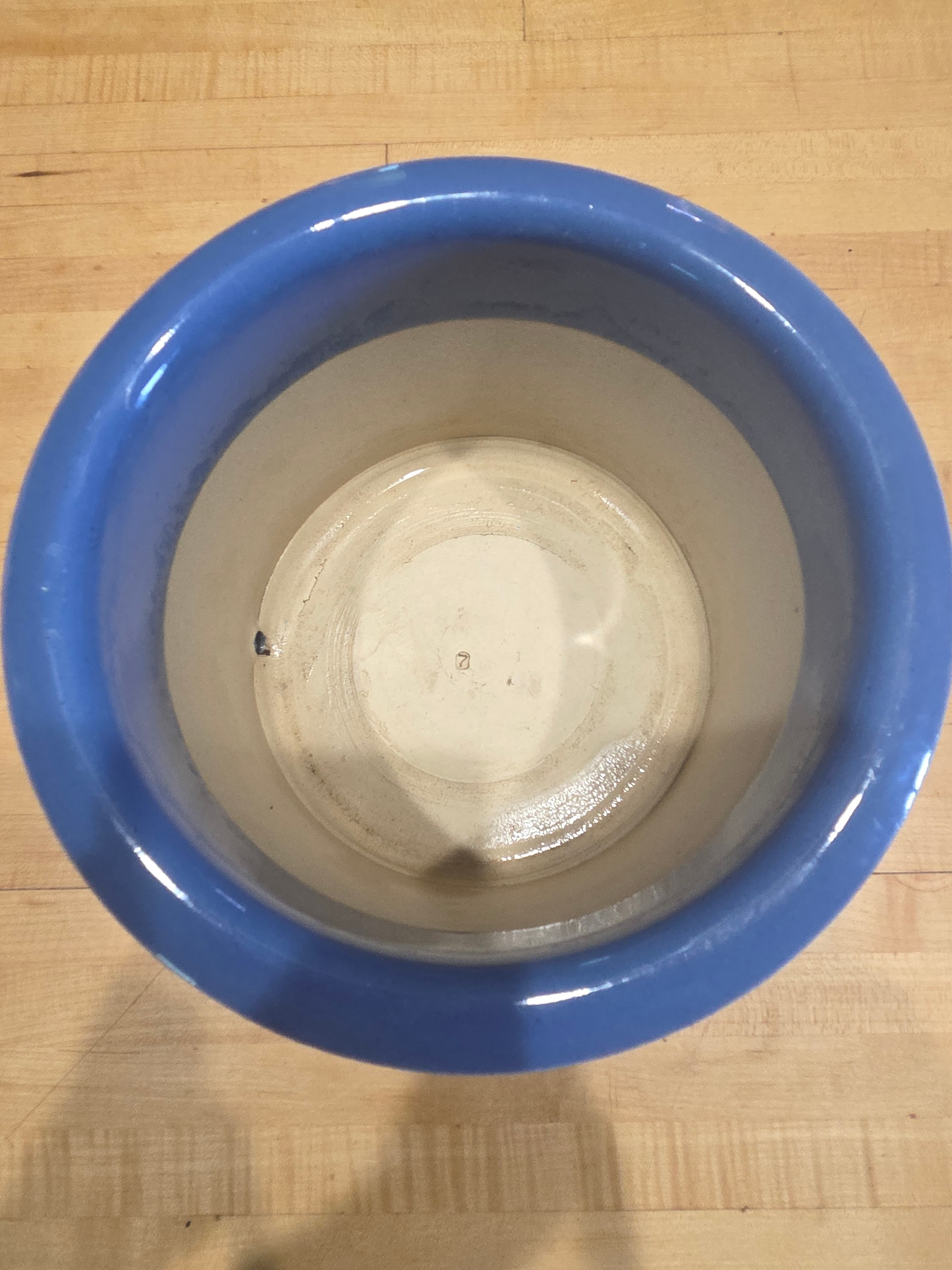 Vintage Robinson Ransbottom Blue Ceramic Flower Pot Planter Attached Saucer 7 - Thumbnail 2