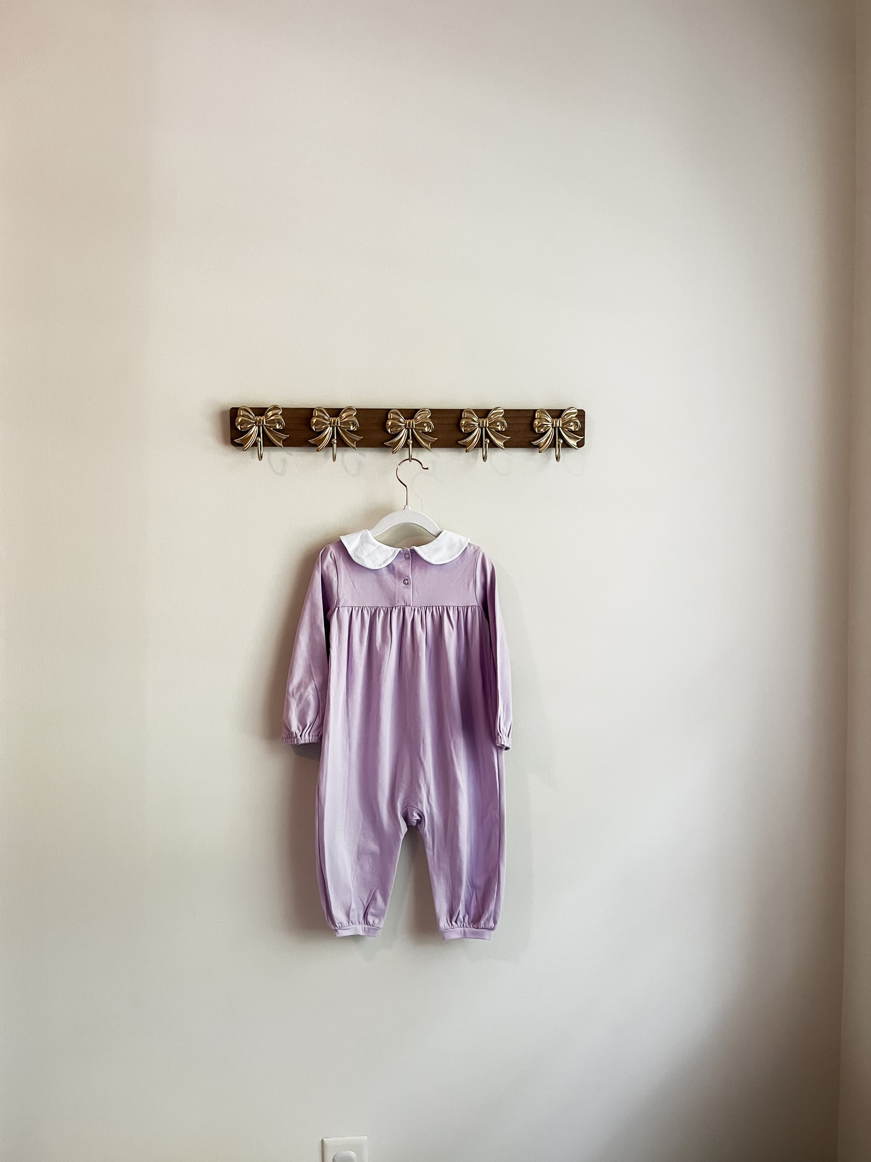 Stitchy Fish girls size 24 months Purple Romper with White Collar - Thumbnail 2