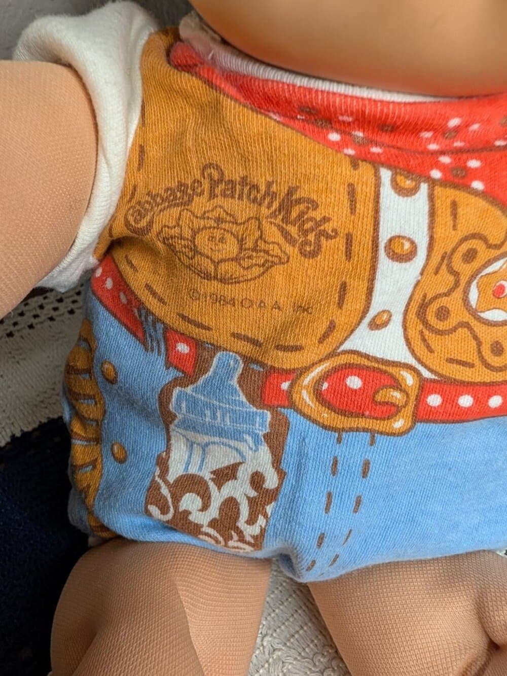 Cabbage Patch Kids 1986 Doll brown hair cowboy costume - Thumbnail 7