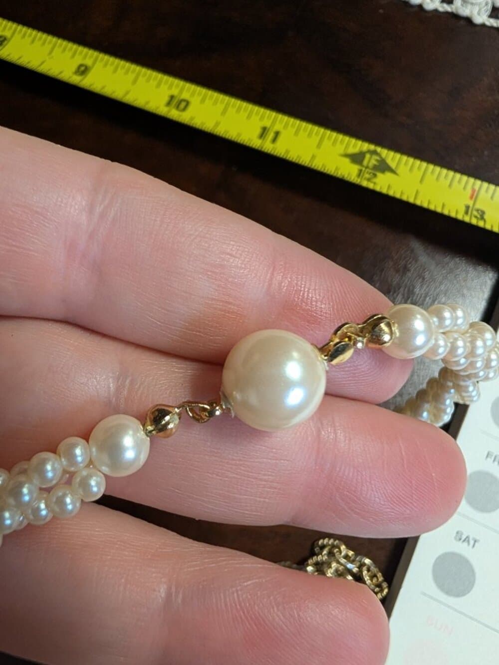 Vintage Gold Tone Faux Pearl Chain Necklace Bundle - Thumbnail 11