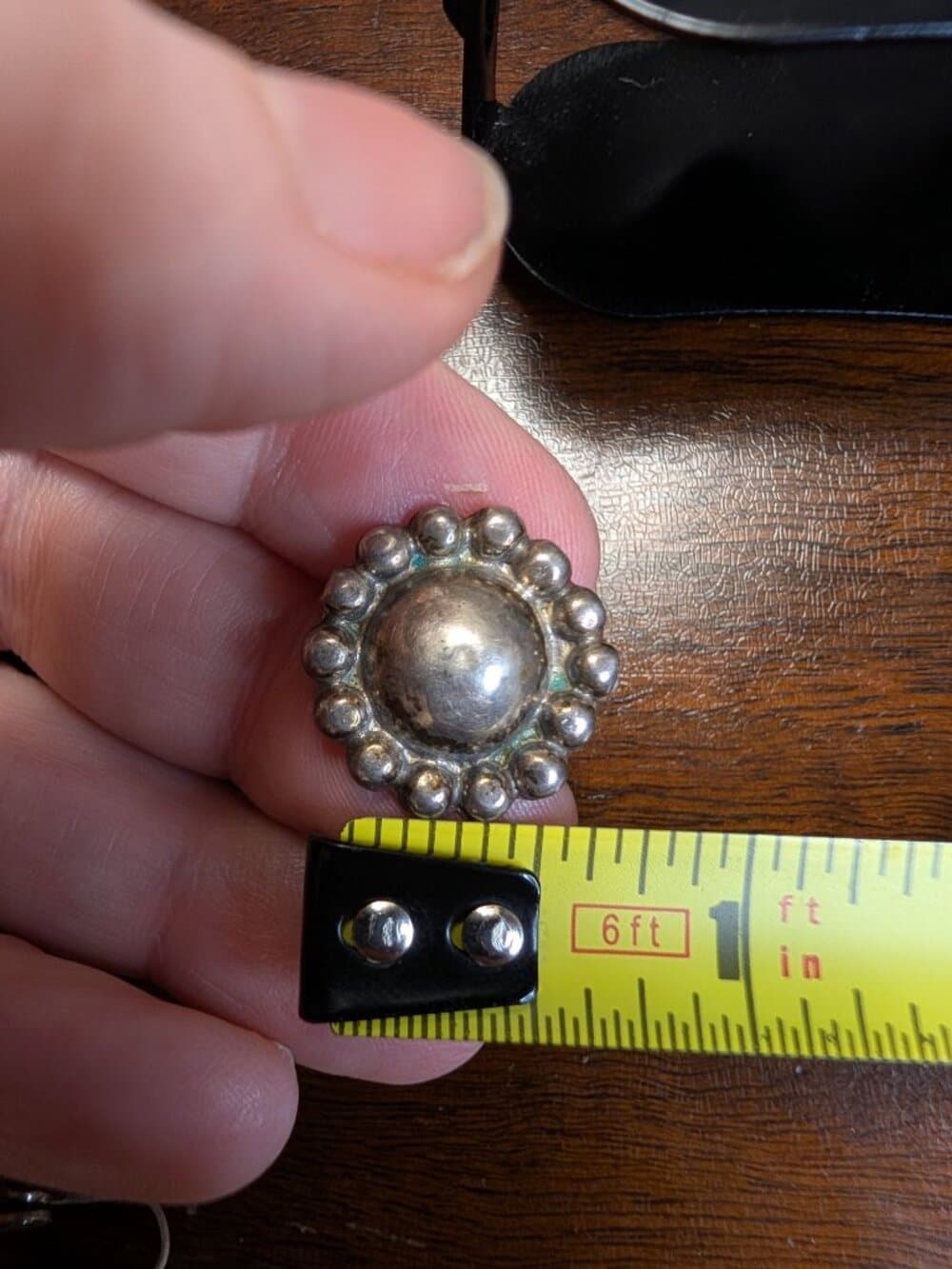 Vintage Silver Screw Back Earrings Round Sun Burst Stamped Mexico - Thumbnail 8