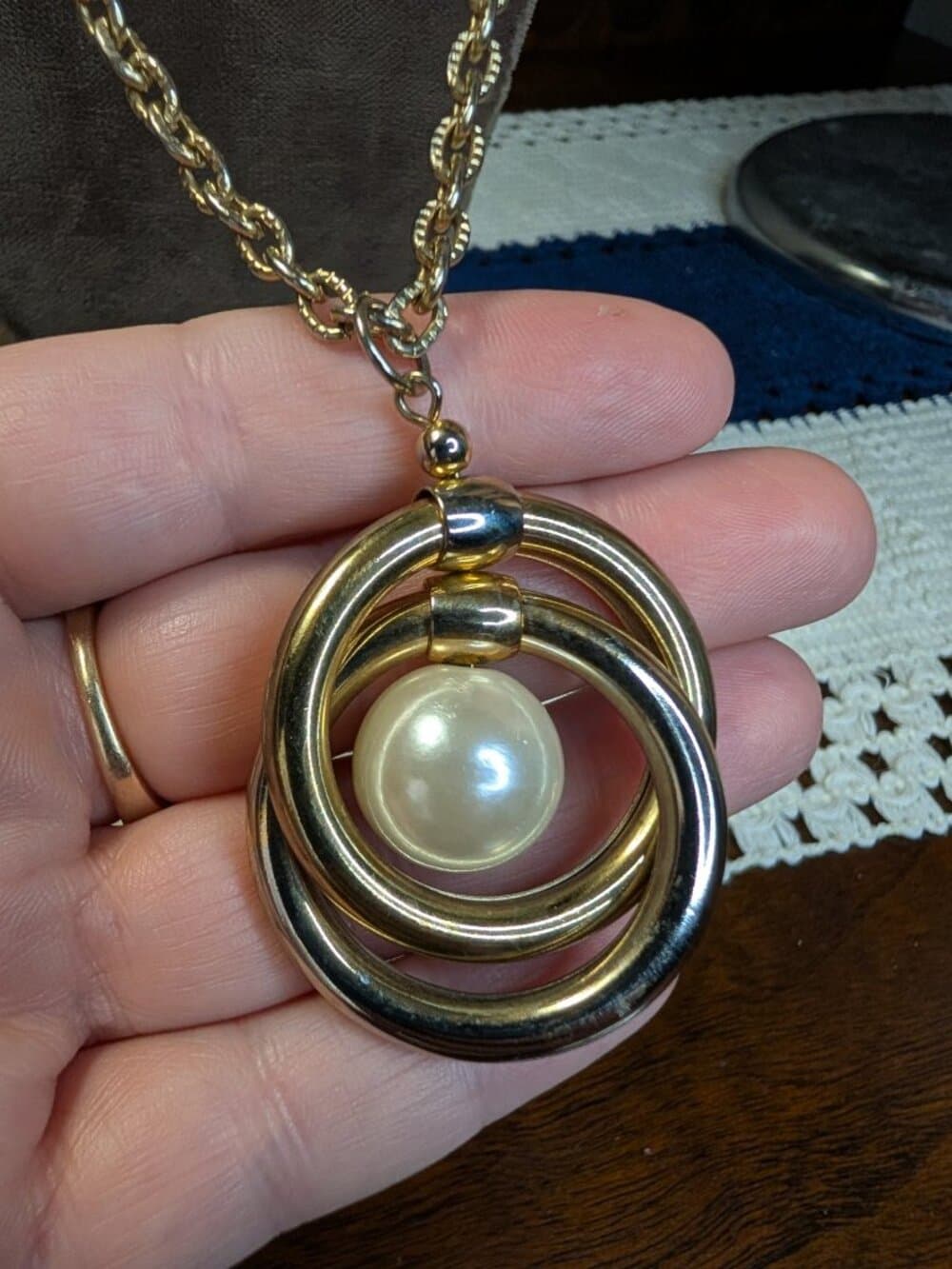 Vintage Gold Tone Faux Pearl Chain Necklace Bundle - Thumbnail 6