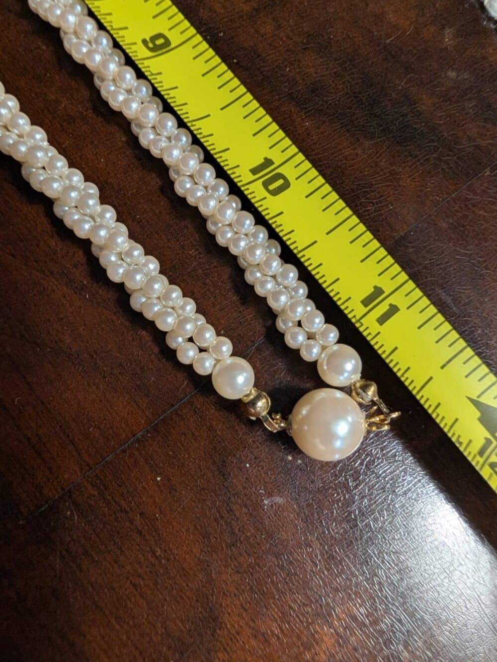 Vintage Gold Tone Faux Pearl Chain Necklace Bundle - Thumbnail 8