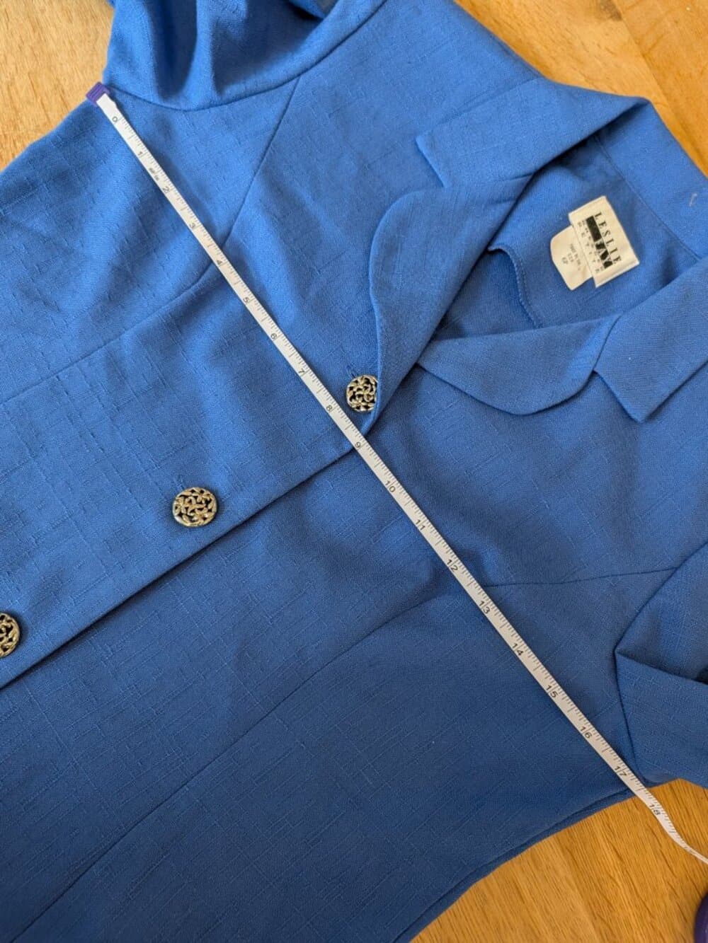 Vintage Leslie Fay Petite Blue Fitted Blazer Size 6P - Thumbnail 9