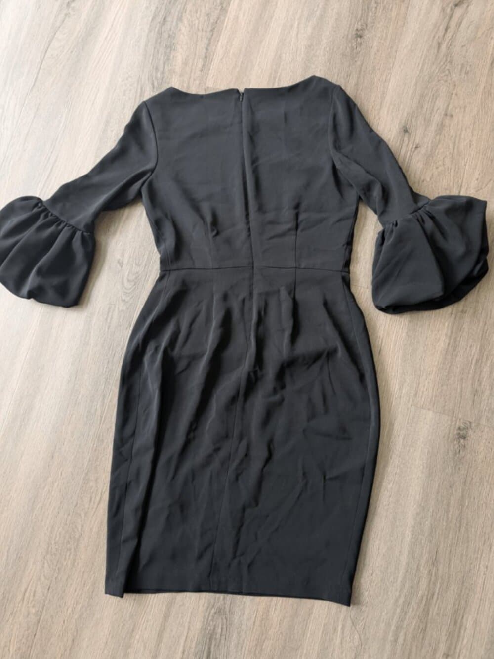 Laundry by Shelli Segal Black Sheath Dress Ruffle Sleeve - Thumbnail 3