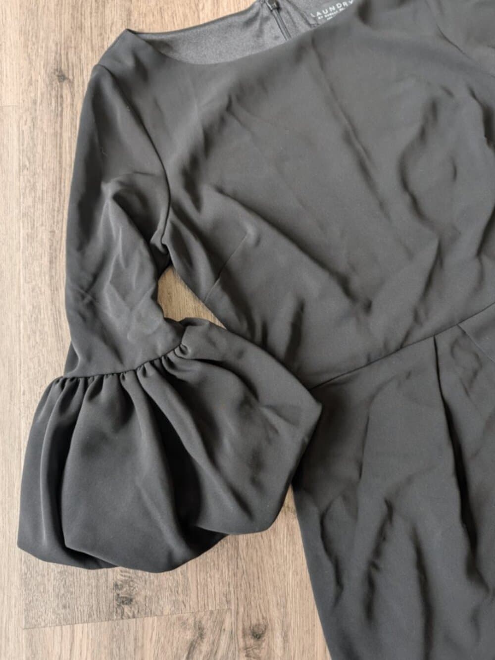 Laundry by Shelli Segal Black Sheath Dress Ruffle Sleeve - Thumbnail 9